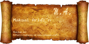 Maksai Arián névjegykártya